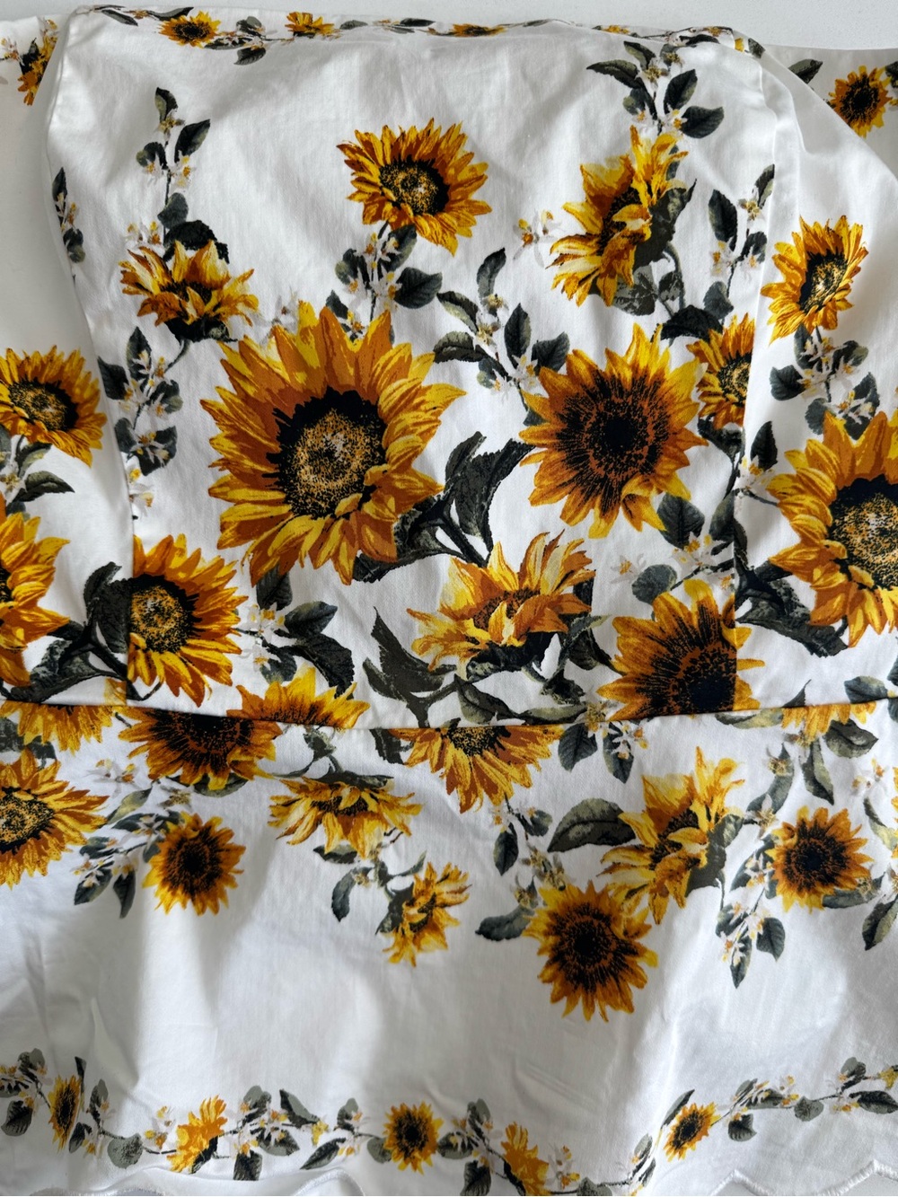 White House Black Market White Strapless Sunflower Peplum Crop Top - Picture 7 of 10